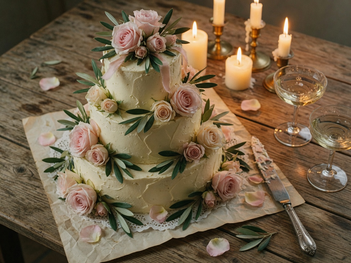 Wedding cake with roses