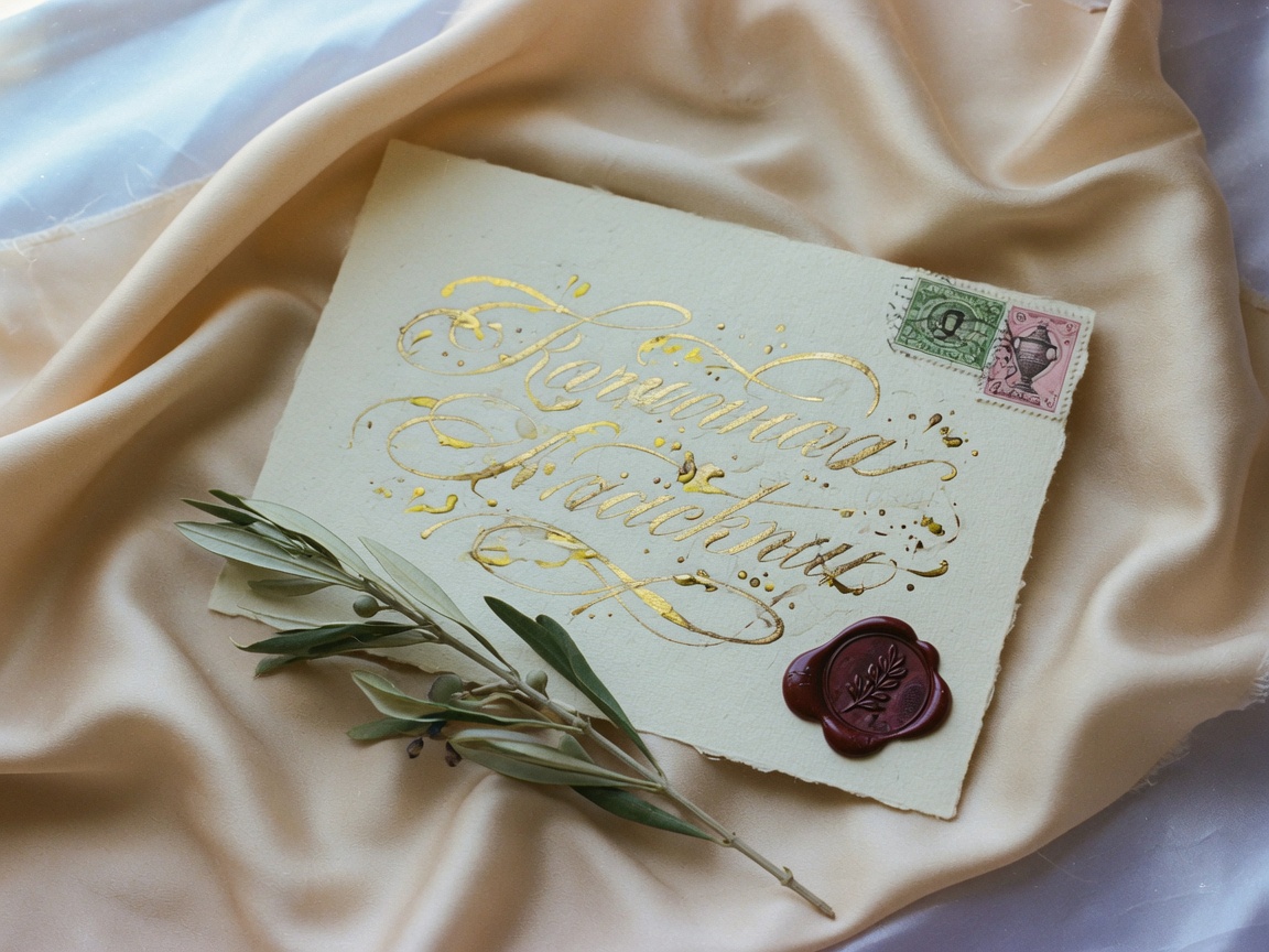 Wedding invitation on silk